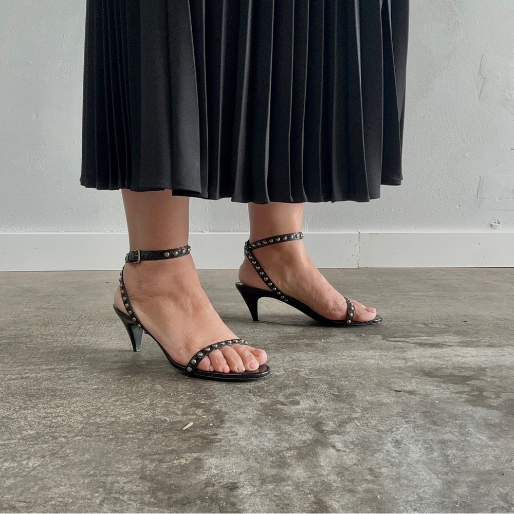 Authentic saint laurent black studded sandals